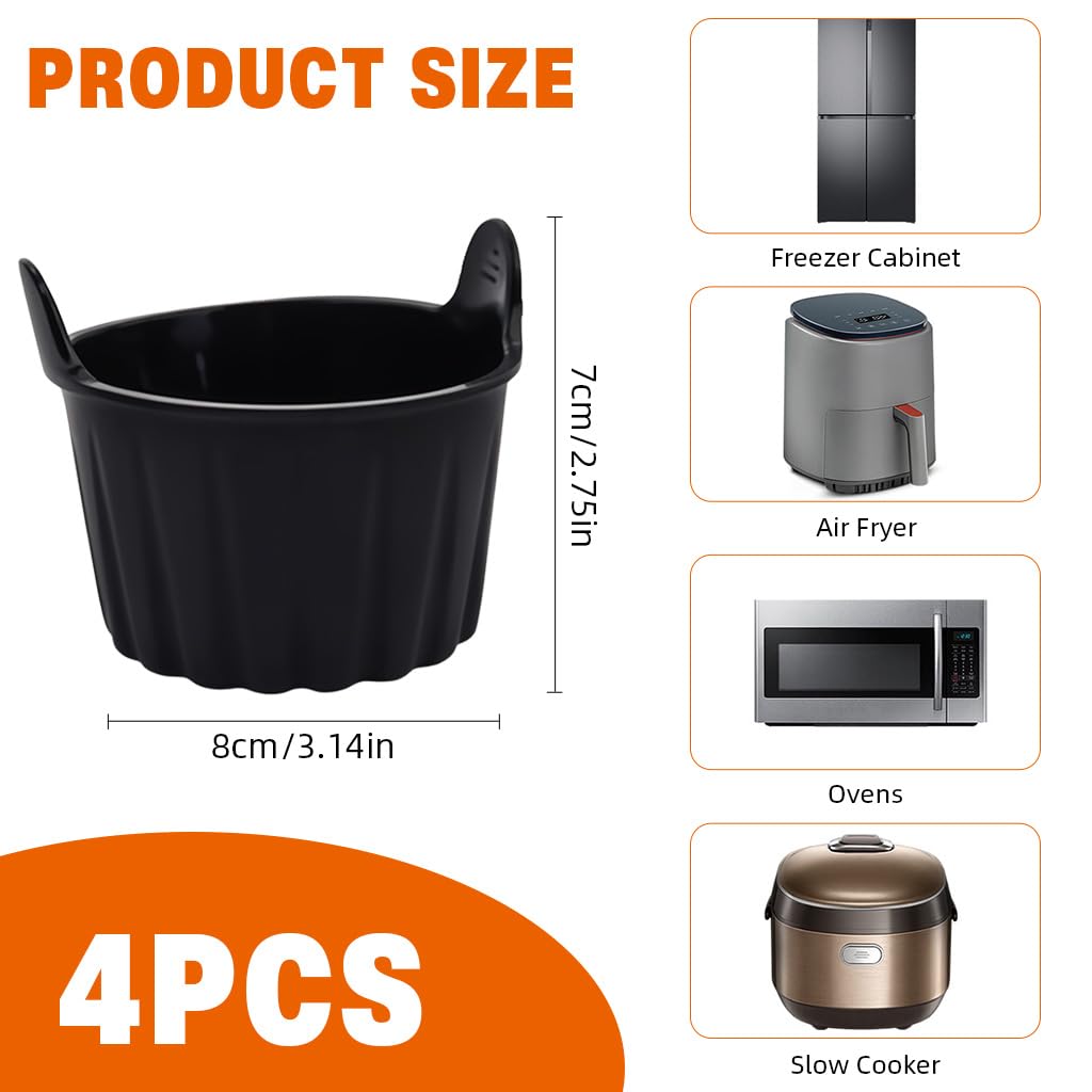 Supvox Baking Cups for Air Fryer featuring Grip Edges and Non Stick Food Grade Silicone | 4Pcs