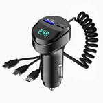 STHIRA® Car Charger 5 in 1 Multi-Port Car Charger 18W PD Fast Charger with LCD Digital Display iPhone Car Charger Type C Charger USB A Charger Cigarette Lighter Car Charger for 24V/12V Vehicles