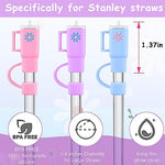 HASTHIP® 5PCS Straw Cover Cap, Straw Protectors with Handle, Cute Silicone Straw Topper for 10mm Diameter Cup Accessories