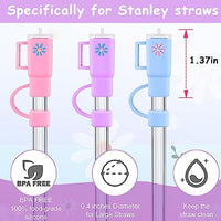 HASTHIP® 5PCS Straw Cover Cap, Straw Protectors with Handle, Cute Silicone Straw Topper for 10mm Diameter Cup Accessories