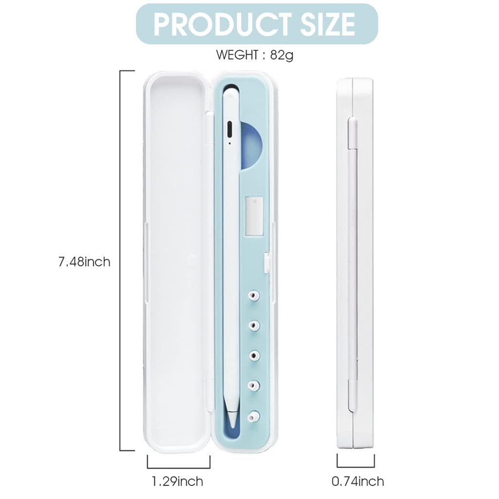 ZORBES Apple Pencil Cover Protective Case for 1st and 2nd Gen with Storage | Blue 2PCS