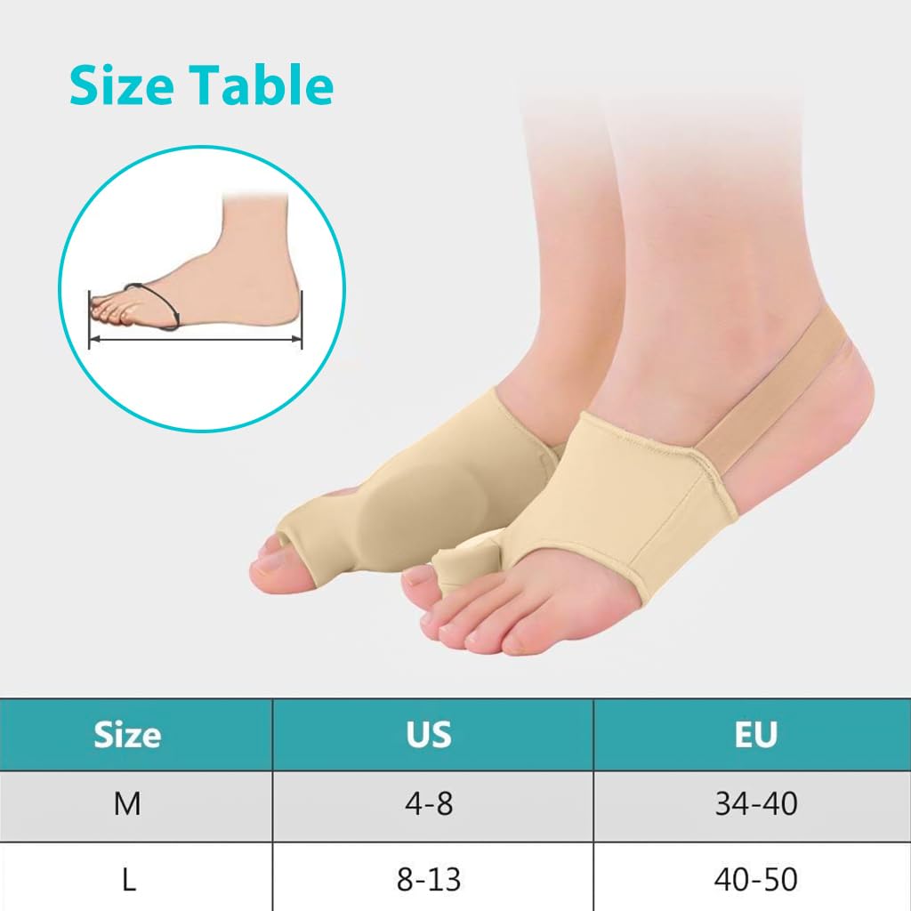 ZIBUYU Bunion Thumb Corrector with Relief Gel Pad Washable Toe Separator for Women and Men Breathable Toe Straightener Fits with Shoes and Socks Foot Bunion Corrector - (M, US4 - US8)