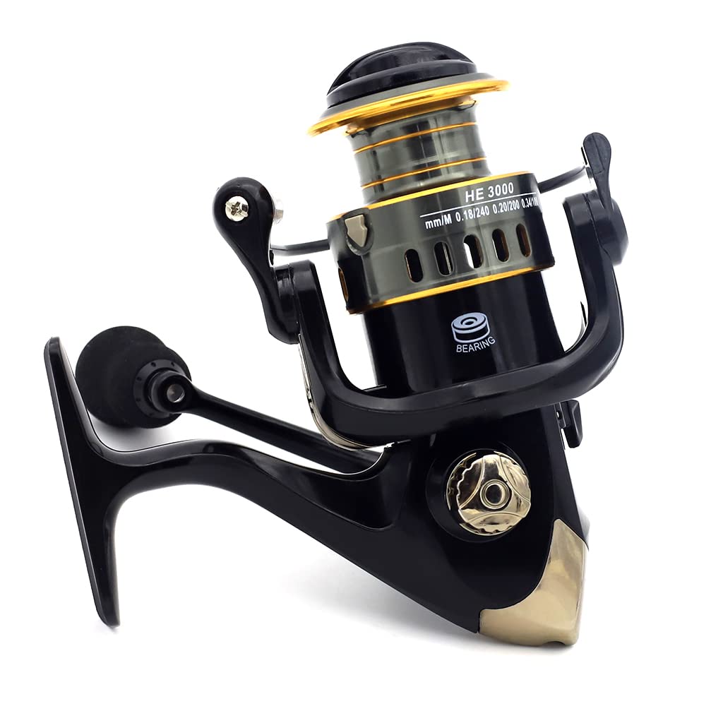 Proberos® Spinning Fishing Reel Heavy Duty Metal Spinning Fishing Reel Left/Right Interchangeable Metal Shaft Handle Smooth 11BB 5.2: 1 Gear Ratio for Inshore Boat Rock Freshwater Sea Fishing