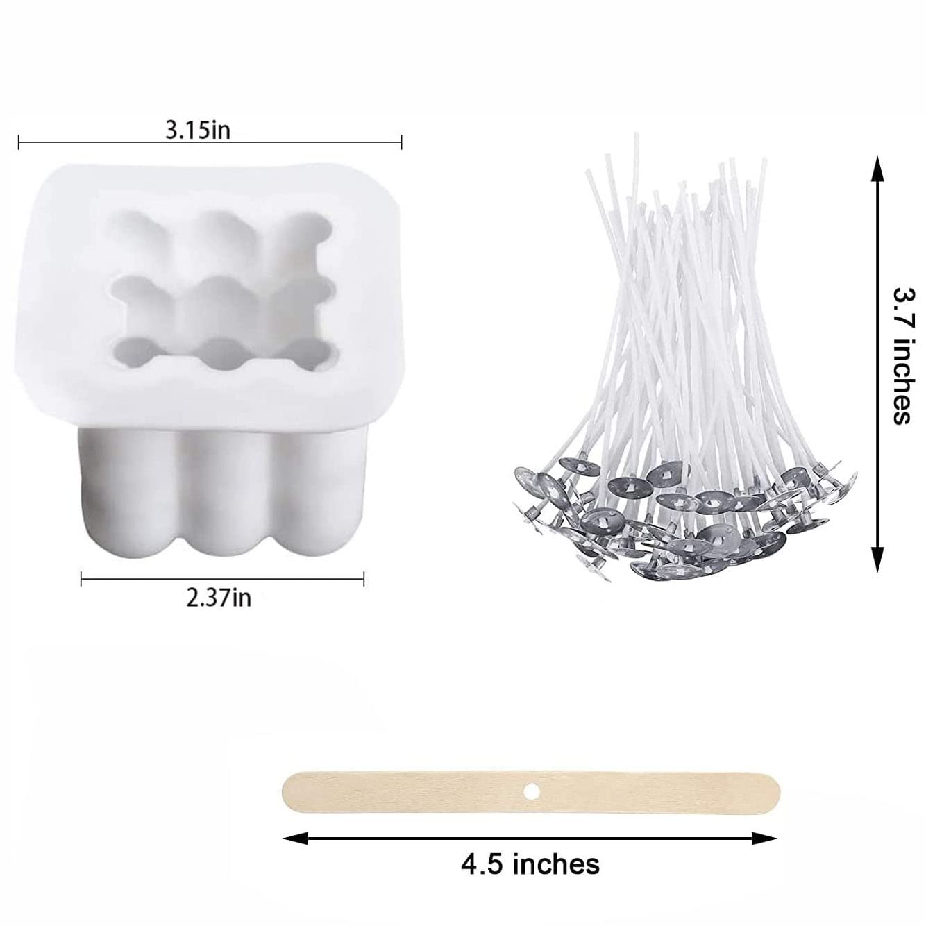 HASTHIP Resin Moulds Kit for DIY Candles with 50Pcs Candle Wicks and 2 Pieces Wick Centering Devices, Candle Epoxy Resin Molds, Hand Casting Mould for DIY Candle Fondant Soap Chocolate Crafts