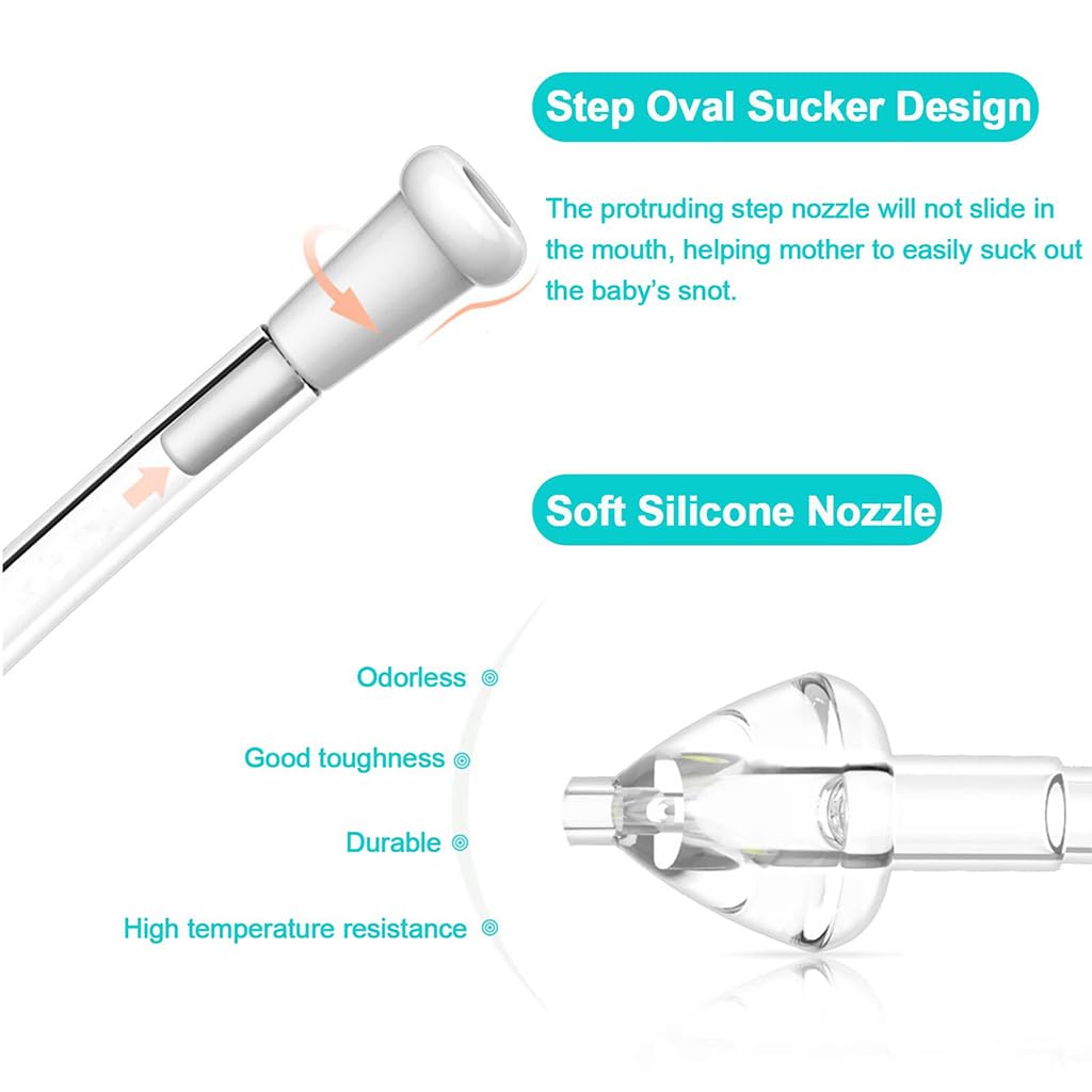 SNOWIE SOFT® Nasal Aspirator for Baby Baby Nasal Aspirator with Tweezers Baby Mucus & Booger Cleaning Sucker Device Soft Silicone Nasal Aspirator Oral Suction Baby Nose Cleaner for New Born