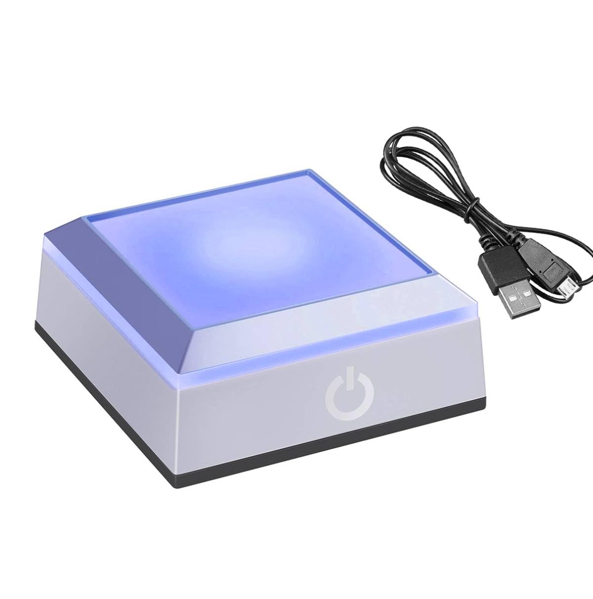 HASTHIP LED Display Stand for Crystal and Glass Art featuring Touch Switch & 6 Color Modes | 2.68 in Square Base