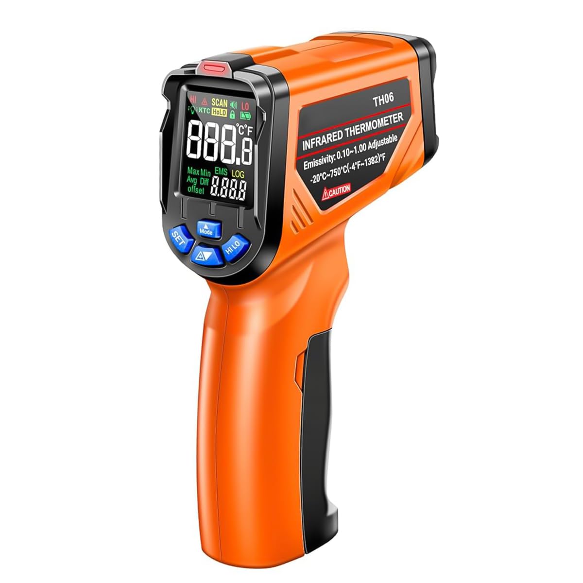 Serplex Infrared Thermometer Gun for Household and Industrial Use featuring Adjustable Emissivity and -4°F to 1382°F Range | LCD Digital Laser Temp Gauge