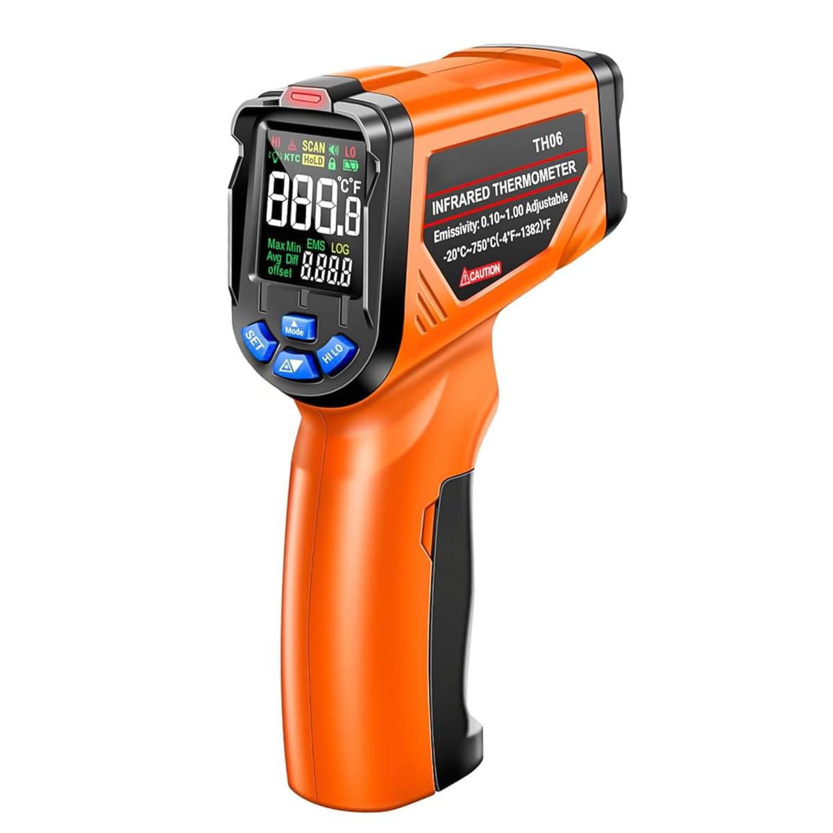 Serplex® Infrared Thermometer Gun Non-Contact LCD Digital Laser Temperature Gun -4°F -1382°F (-20-750) Handheld Temp Gauge for Household Industrial Use, HVAC, Pizza Oven (Battery Not Included)