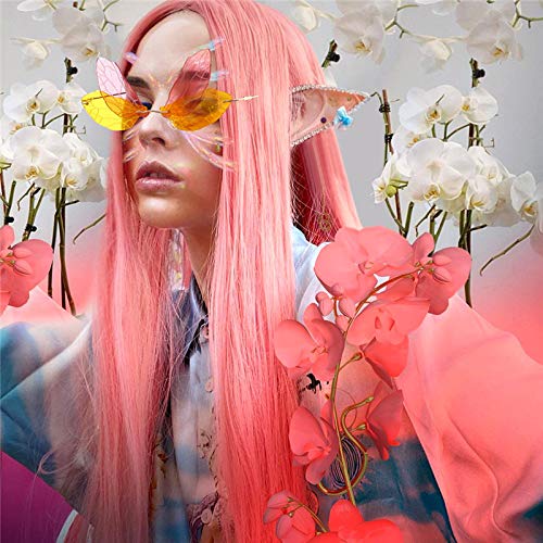PALAY Frameless Dragonfly Wing Sunglasses with Transparent Ocean Lens for Women and Men | Pink Yellow and Blue Purple
