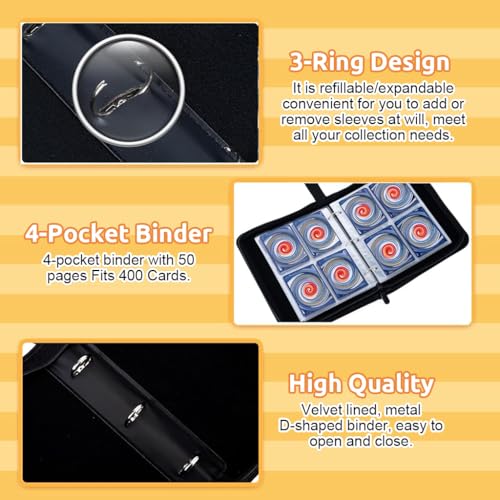 PATPAT® Pokemon Game Card Binder for 400 Cards Trading Holder Organizer Collection Bag Case Gifts for Kids Boys Girls 2 PCS