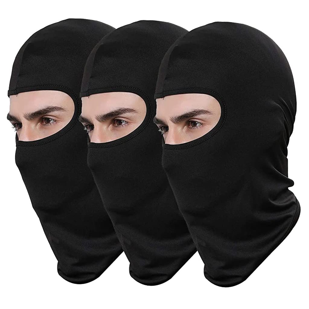 Proberos® 3Pcs Balaclava for Men Women, Breathable Bandana for Dust Protection & Sun Anti Bacterial Multipurpose Headband for Cycling Skiing Outdoor Activities Black