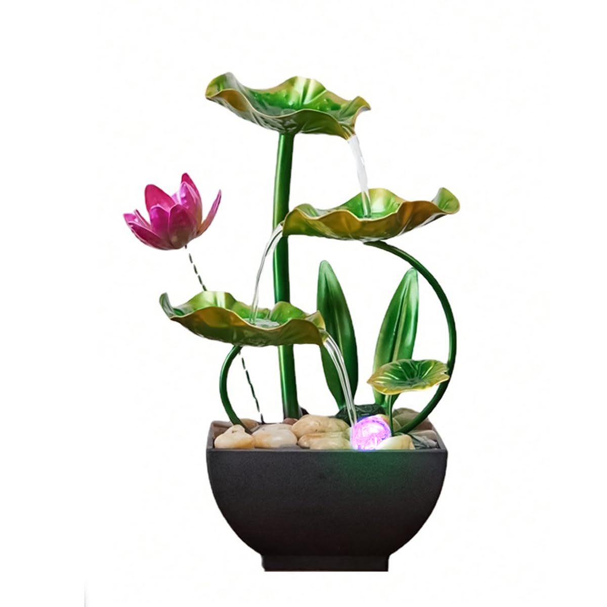 Supvox® Lotus Pond Tabletop Fountain Desk Decor Water Fountain USB-Powered Flowing Tabletop Fountain Relaxation Home Decor 10.6 inches Small Lotus Pond Gift Desk Decoration