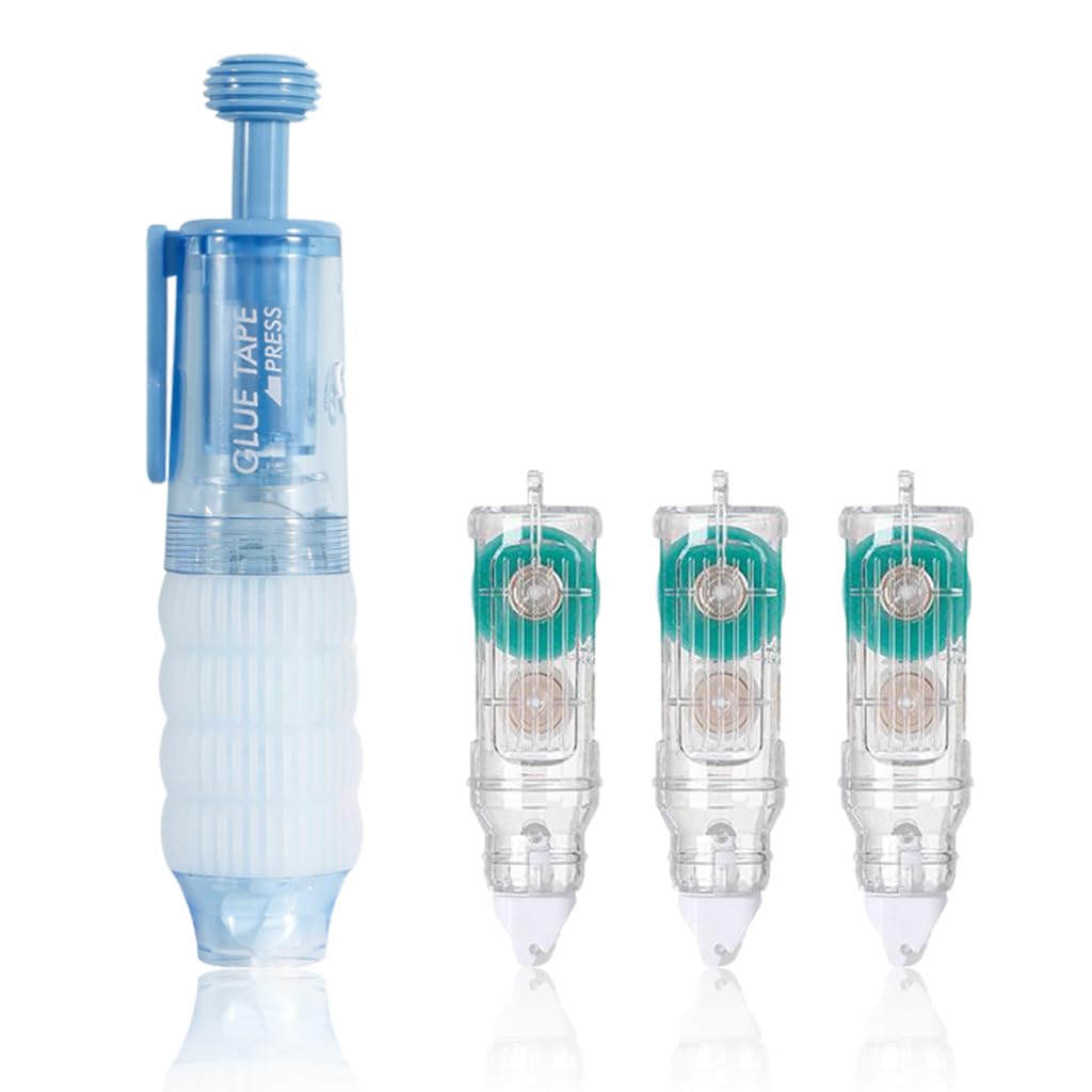 HASTHIP Double Sided Dot Glue Tape Pen for Scrapbooking with 3 Refills 6mm x 19.6ft | Retractable 360° Rotatable Head