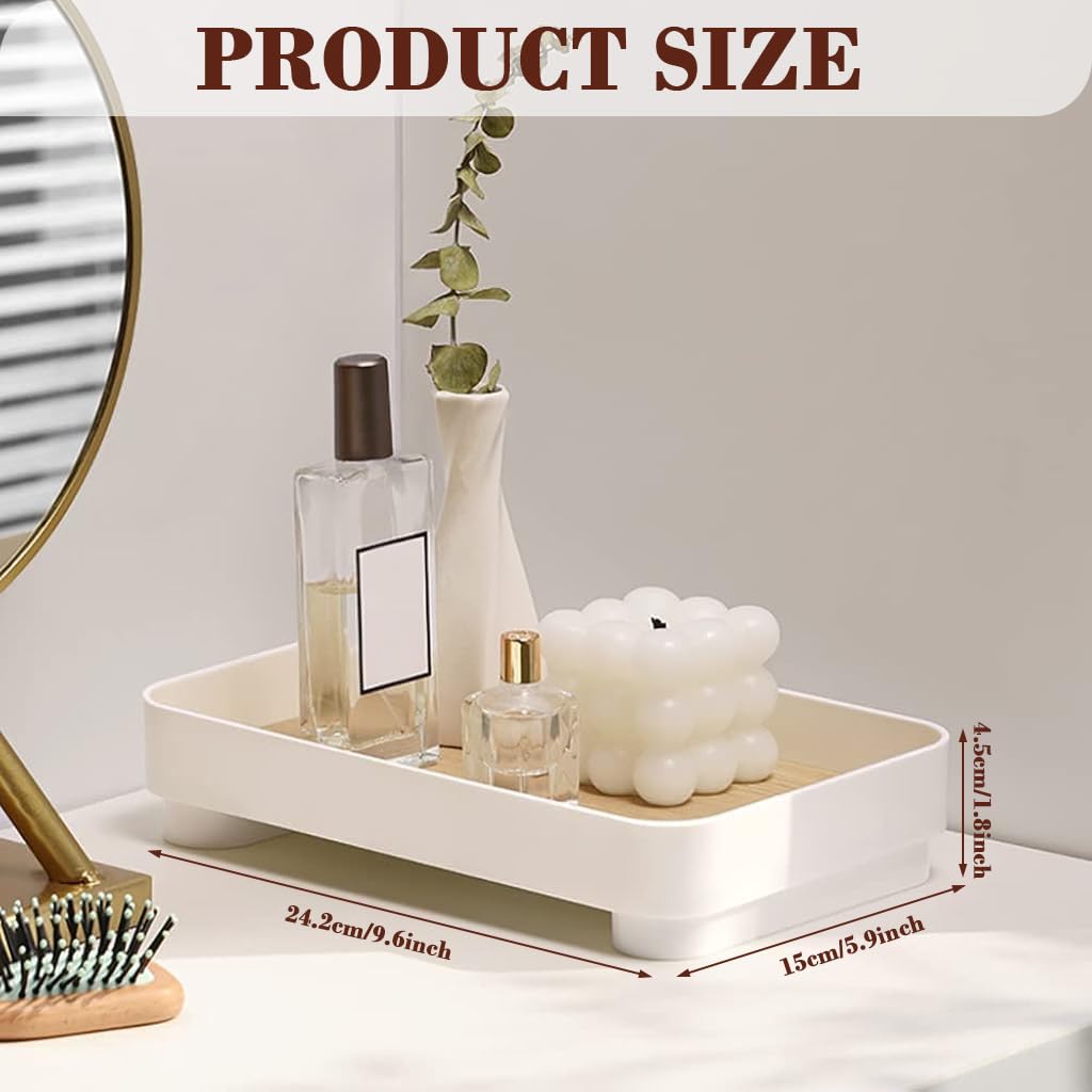 Supvox Bathroom Tray for Toiletries featuring Elevated Feet and 24x15x4.5cm Wooden Base | Modern Countertop Organizer