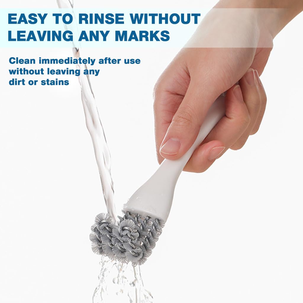 HASTHIP 2 in 1 Oil Stain Scrubber Brush for Baking Racks with Tail Scraper and Curved Bristles