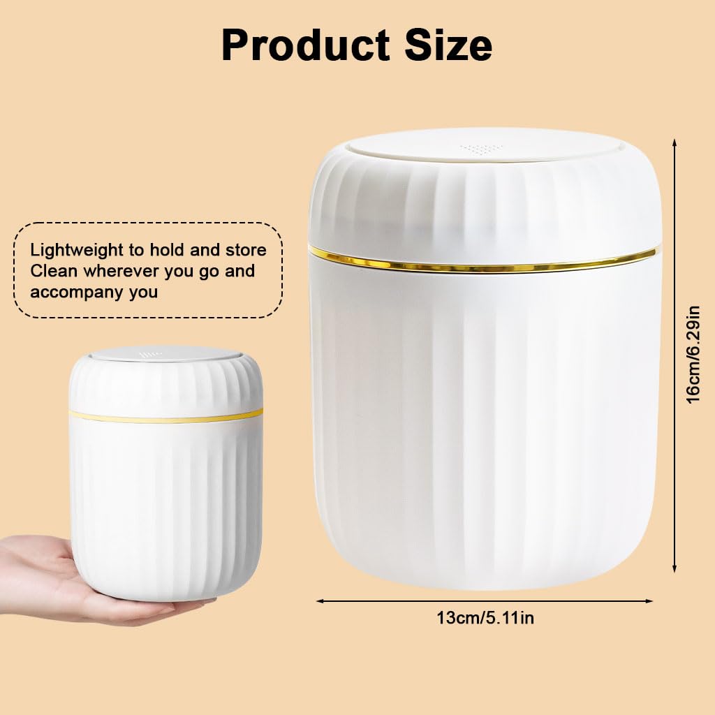 HASTHIP Small Dustbin for Desk and Bathroom featuring Press Lid and 13x16cm ABS Body | White