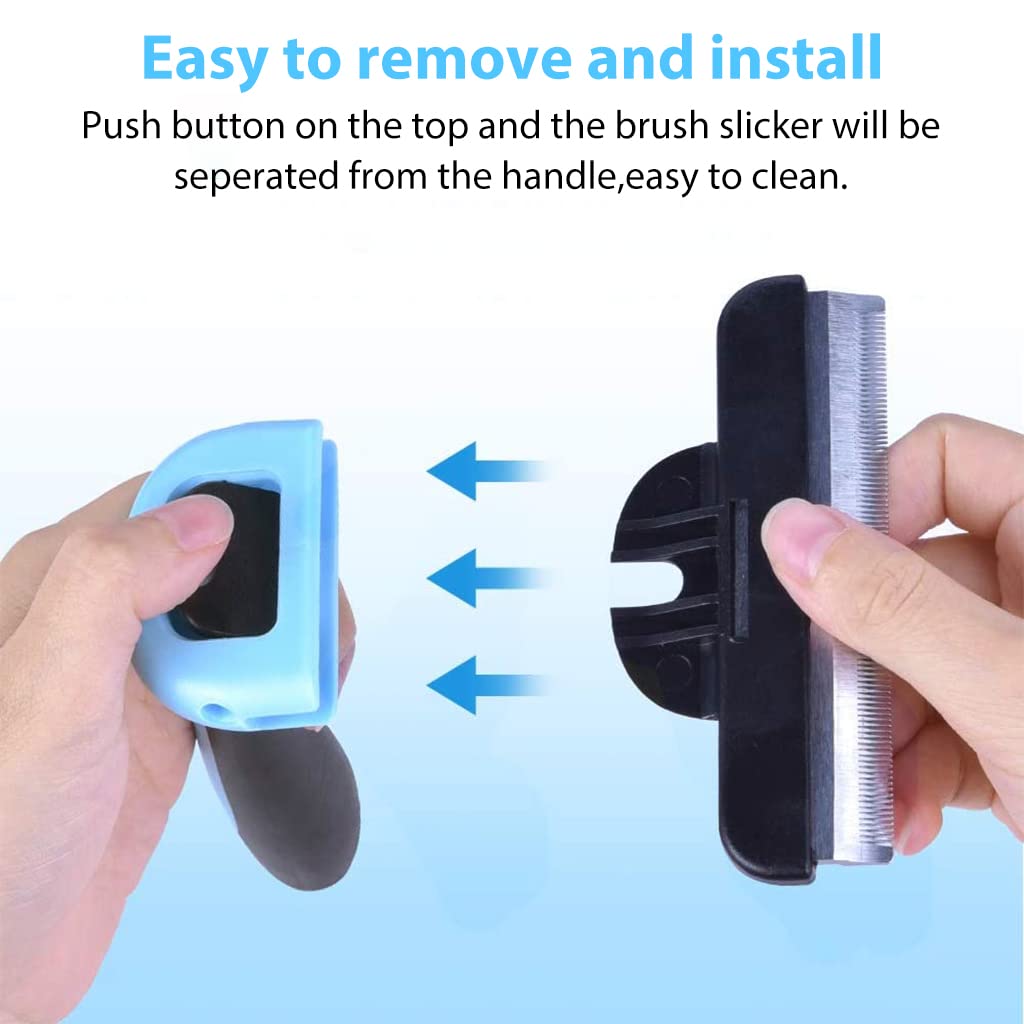 SNOWIE SOFT Dog Hair Brush for Easy Deshedding with 7 cm Steel Teeth and Detachable Design | Blue Comb for Cats & Dogs