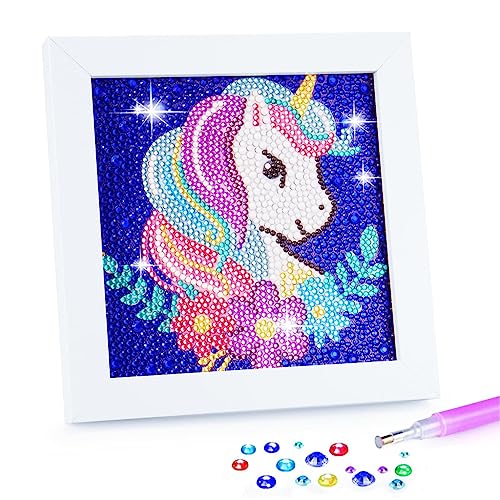 PATPAT® 5D Diamond Painting Kits for Kids 5D Diamond Painting with Frame, Arts and Crafts for Kids Gem Stickers by Number Kits DIY Painting Arts Crafts Supply Set (Mermaid 22.5x17.5 CM)