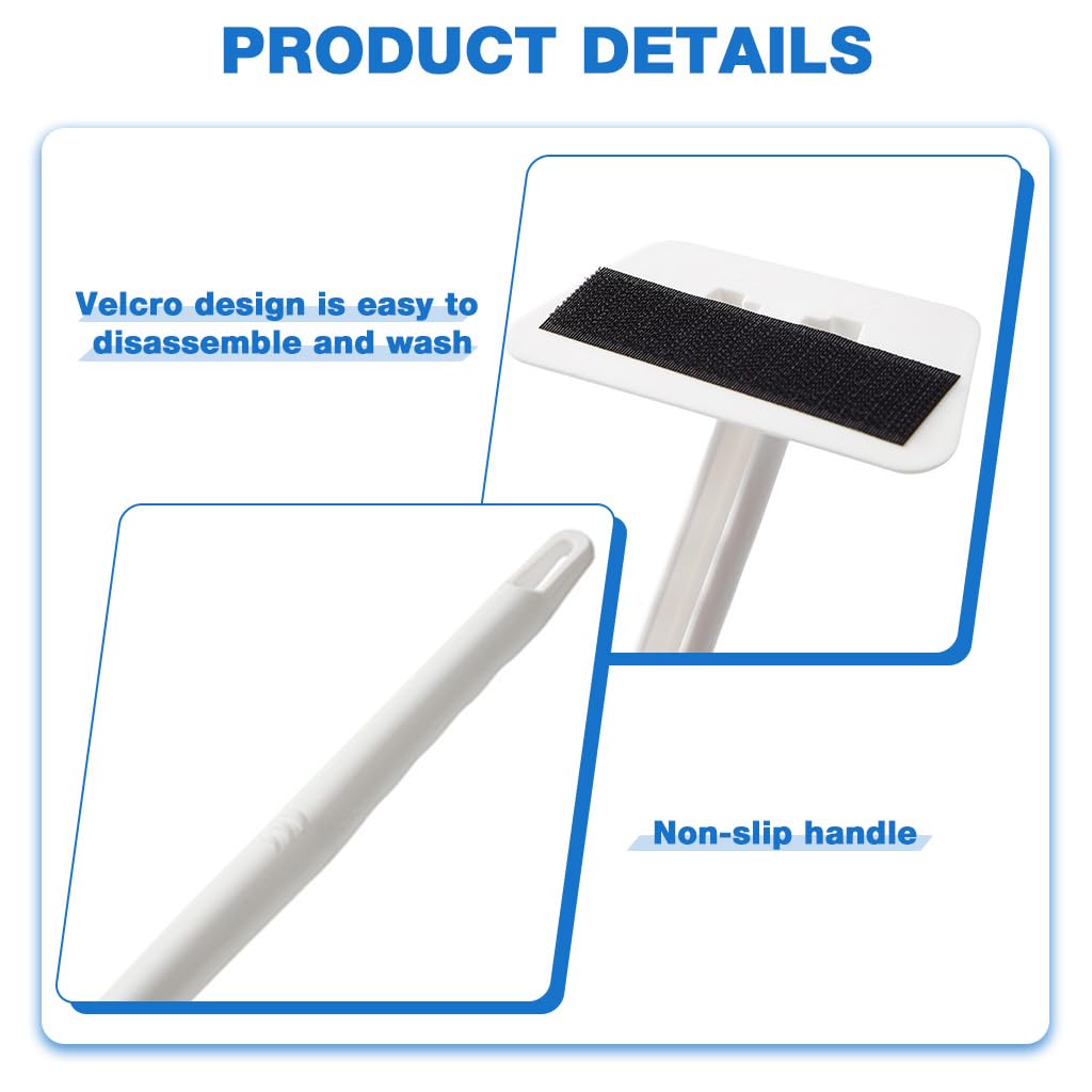 HASTHIP Bathtub Scrub Brush for Kitchen and Bathroom with 22 in Handle & 3 Refills | Trapezoidal Sponge Design