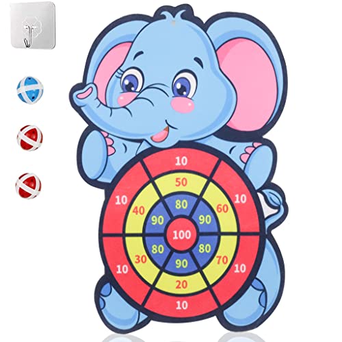 PATPAT® Dart Board Toys for 5-7 Years Old Boy Target Board Set with 2 Balls 2 Darts 1 Sticky Dart Game for Children Learning Toys for Kids Boys Girls(Random Color) (Elephant)