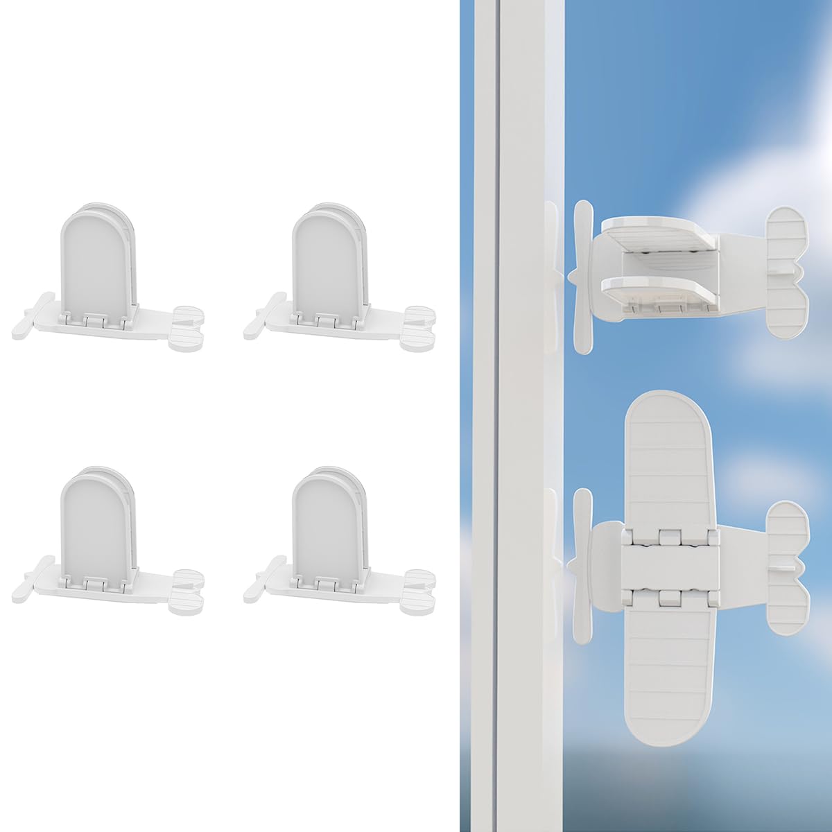 SNOWIE SOFT® 4pcs Sliding Door Child Lock, Window Child Safety Locks, Baby Proof Windows Locks, Sliding Door Lock for Child Safety