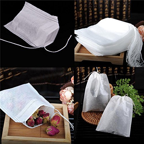 HASTHIP Tea Filter Bags for Loose Leaf and Coffee 100 pcs 2.16 x 2.75 in with Drawstring Design