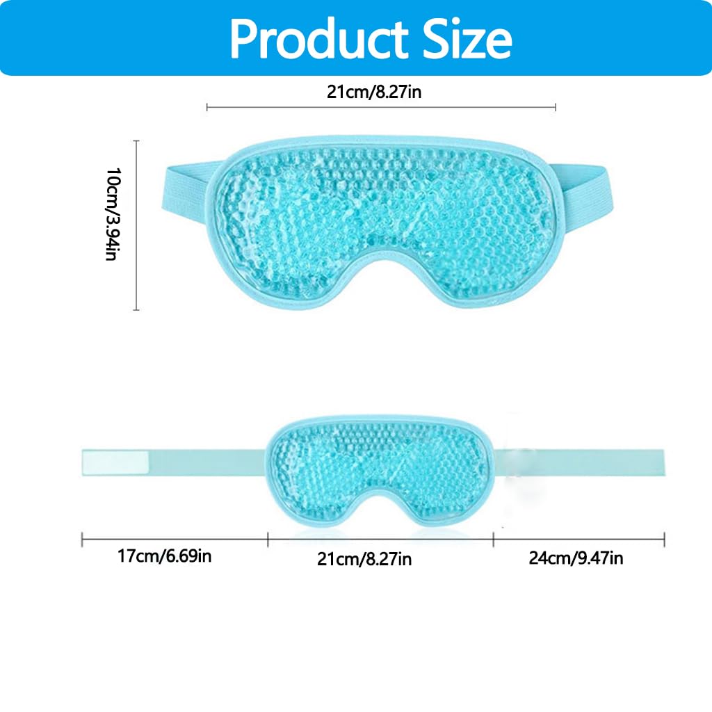ZIBUYU Eye Mask for Cooling and Hot Relief with Flexible Gel Beads 21x10cm | Reusable PVC Pack