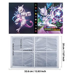 PATPAT® Poke-mon Binder, Trading Cards Collector Album for 120 Poke-mon Cards Cartoon Prints Bag Poke-mon Cards Binder Poke-mon Collection Cards Pack Bag Gift for Kids Boys Girls-Mewtwo (No Cards)