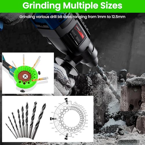 Serplex® Drill Bit Sharpener Attachment for Angle Grinder 20-Groove Tilt System Universal Sharpening Tool 2-13mm Electric Disc Cutter Accessory DIY Professional Use 2PCS