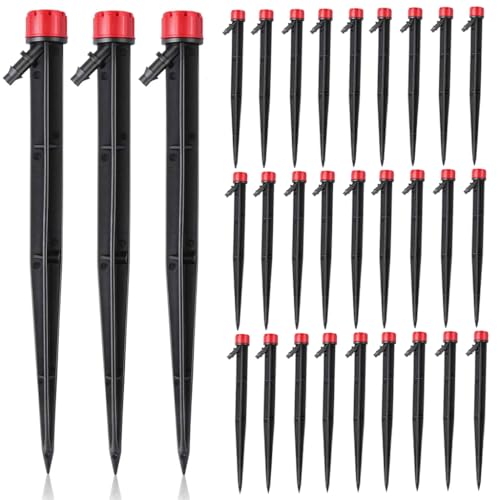 HASTHIP® 30Pcs Drip Irrigation Sprinkler for Home Garden Irrigation, Adjustable Flow Design Ground Insert Dripper, 1/4" Drip Irrigation Nozzles for Watering Plant Flower Cooling System