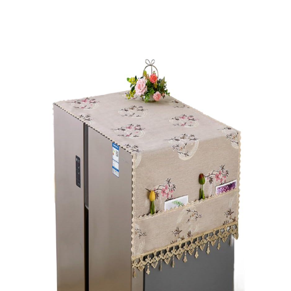 ZIBUYU Fridge Cover Top with Multi Pocket Storage for Kitchen featuring Waterproof Polyester | Dustproof Protection for Front Load Appliances