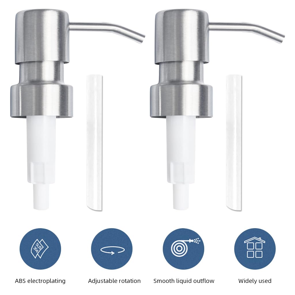 HASTHIP Soap Dispenser Pump for Bathroom & Kitchen with 304 Rustproof Design | 2 Pack Reusable
