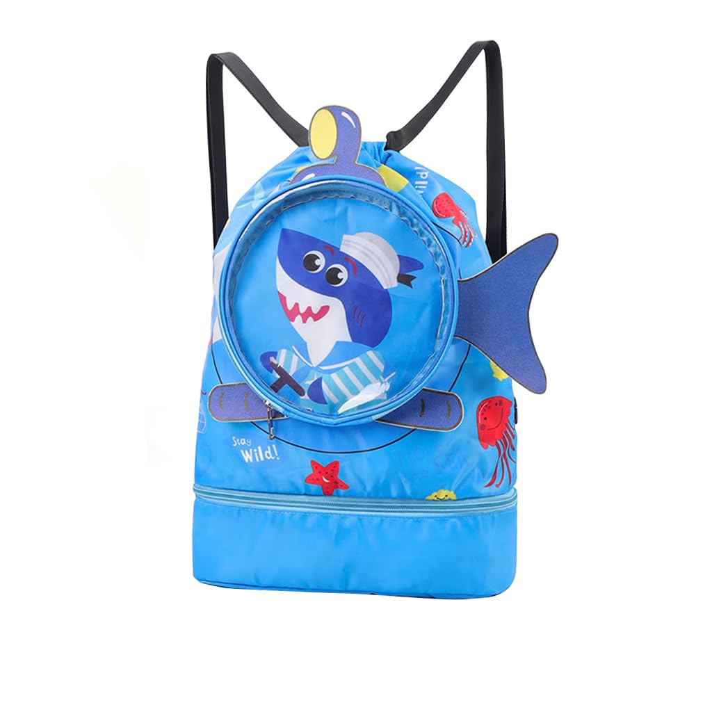 PALAY Swimming Bag for Kids with Drawstring Design and Wet Dry Zone 34×10×37 cm Blue