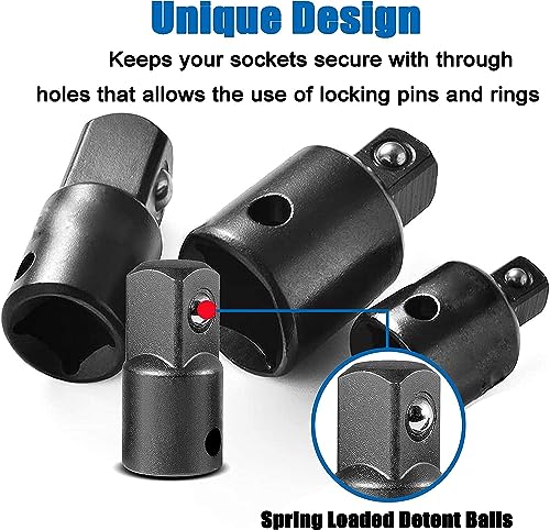 Serplex® 4 Pc Socket Adapter Reducer Set 4 Sizes Including 1/2 to 3/8 3/8 to 1/4 Adapters Chrome Vanadium Steel 12PCS