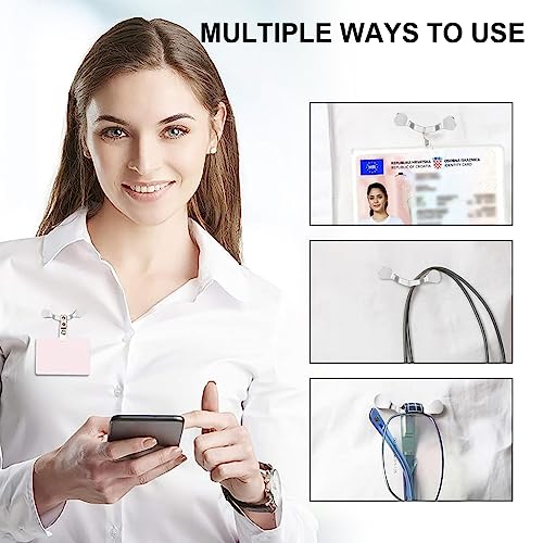 HASTHIP® 6PCS Magnetic Eyeglass Holder Glasses Specs Stainless Steel Name Tag Badge Sunglasses Clip Magnet Hook Pins onto Clothes to Keep Eyewear Safe Black Silver