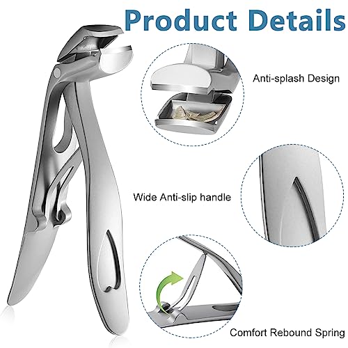 MAYCREATE® Nail Cutter for Men Heavy Duty Stainless Steel Nail Clipper with Catcher Anti Splash Nail Clipper Nail Clipper for Men Toe Nail Cutters