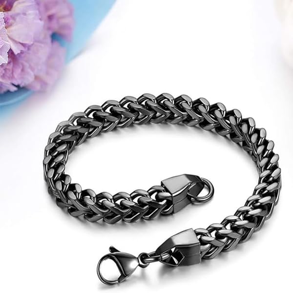 Zibuyu Silver Bracelet for Men featuring Lobster Clasp and Stainless Steel Cuban Chain | Gift Jewelry