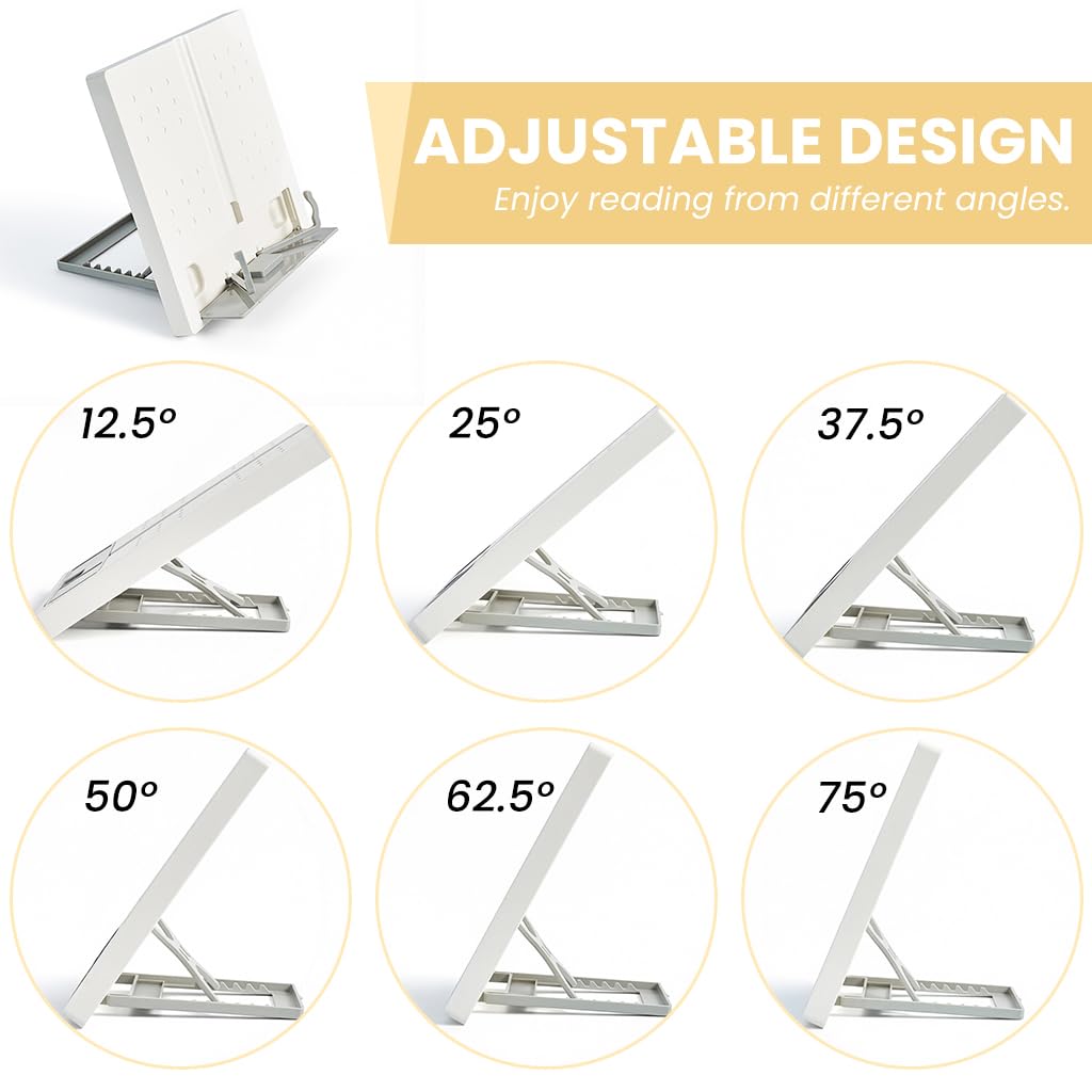 ZORBES Adjustable Book Holder Stand for Study and Work with 6 Angle Settings | Foldable ABS Reading Rest