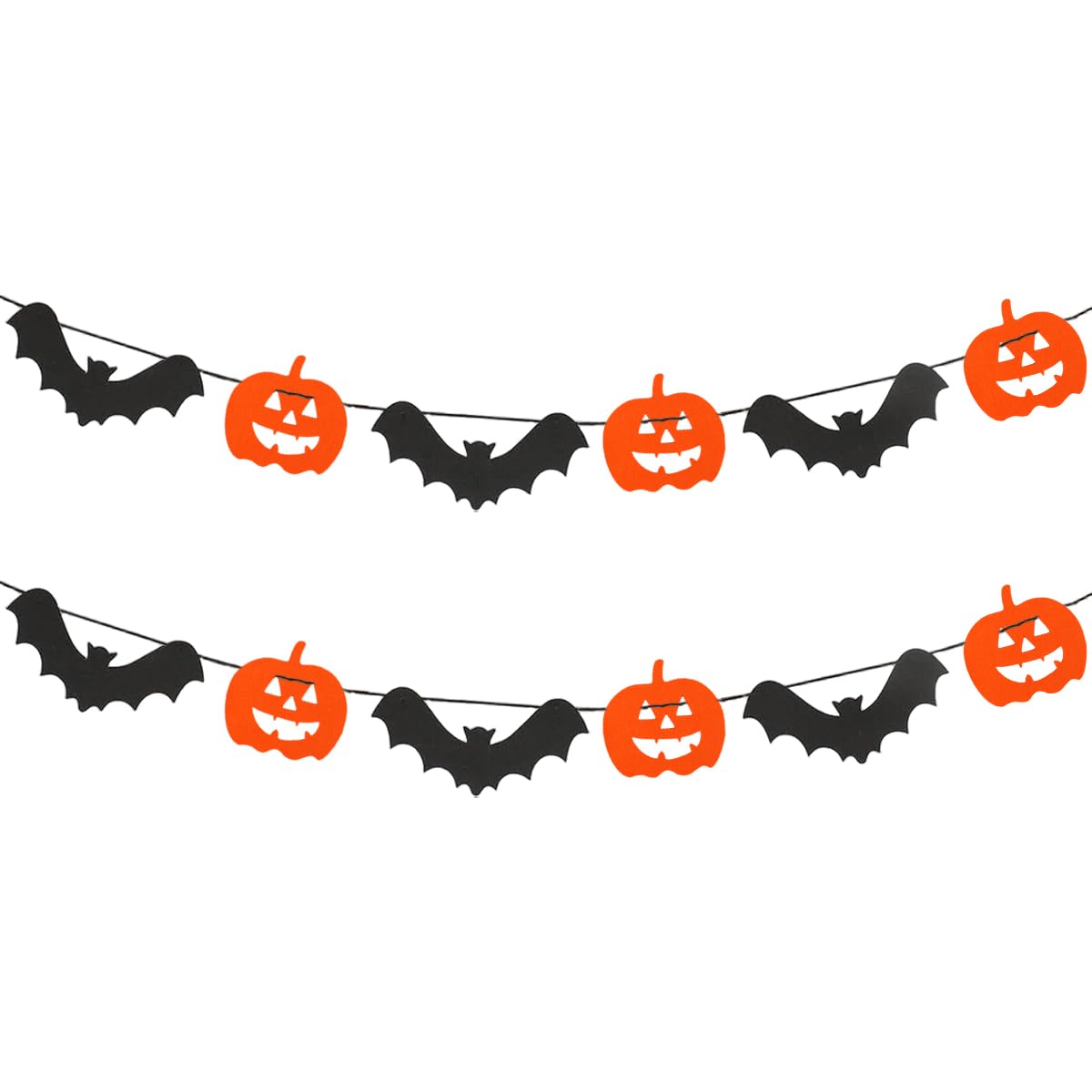HASTHIP Halloween Decoration for Home and Party with 2PCS Felt Pumpkin & Bat Garlands | Reusable Wall and Window Hanging Decor