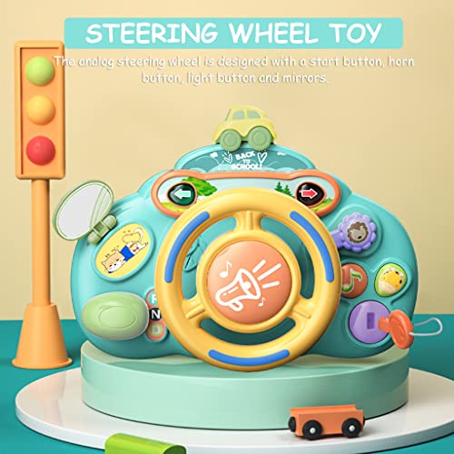 PATPAT® Music Driving Steering Wheel Toy for Kids, Simulation Racing Play Learning Educational Toys for Baby Girls Boys 1-3 Years Old, Music Toy for Baby Steering Wheel Mountable on Crib (Green)