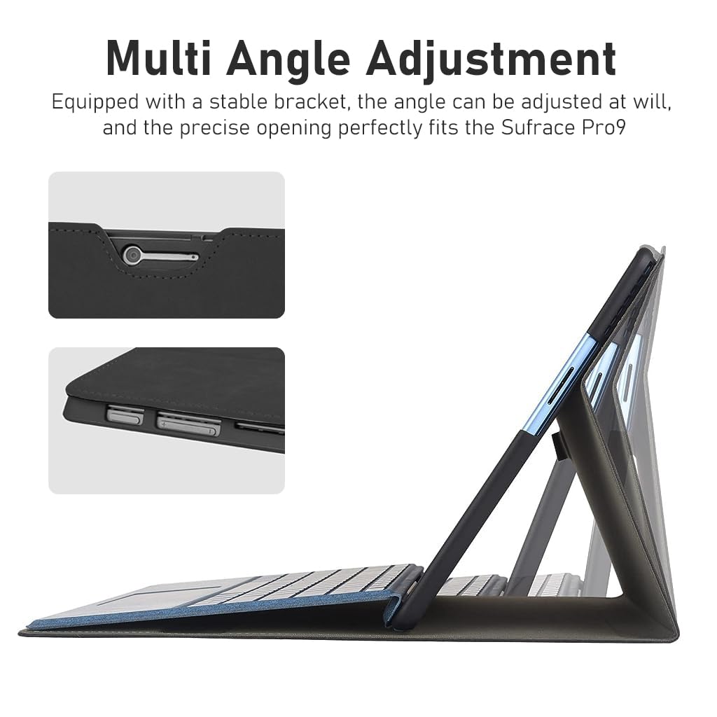 ZORBES Laptop Case for Surface Pro 9 Anti-Scratch Protective Case Fashion Solid Color TPU Case with Pen Holder, Case for Surface Pro 9, Not Include Surface Pro 9 or Keyboard or Stylus Pen, Black