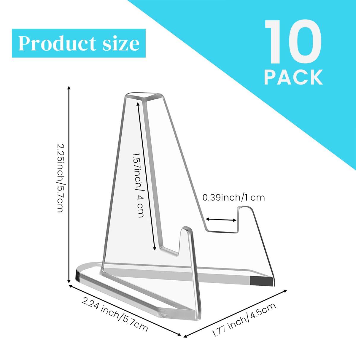 Climberty Card Display Stand for Trading Cards and Coins featuring Triangular Support | 10Pcs Clear Acrylic 2.25 Inch Easels