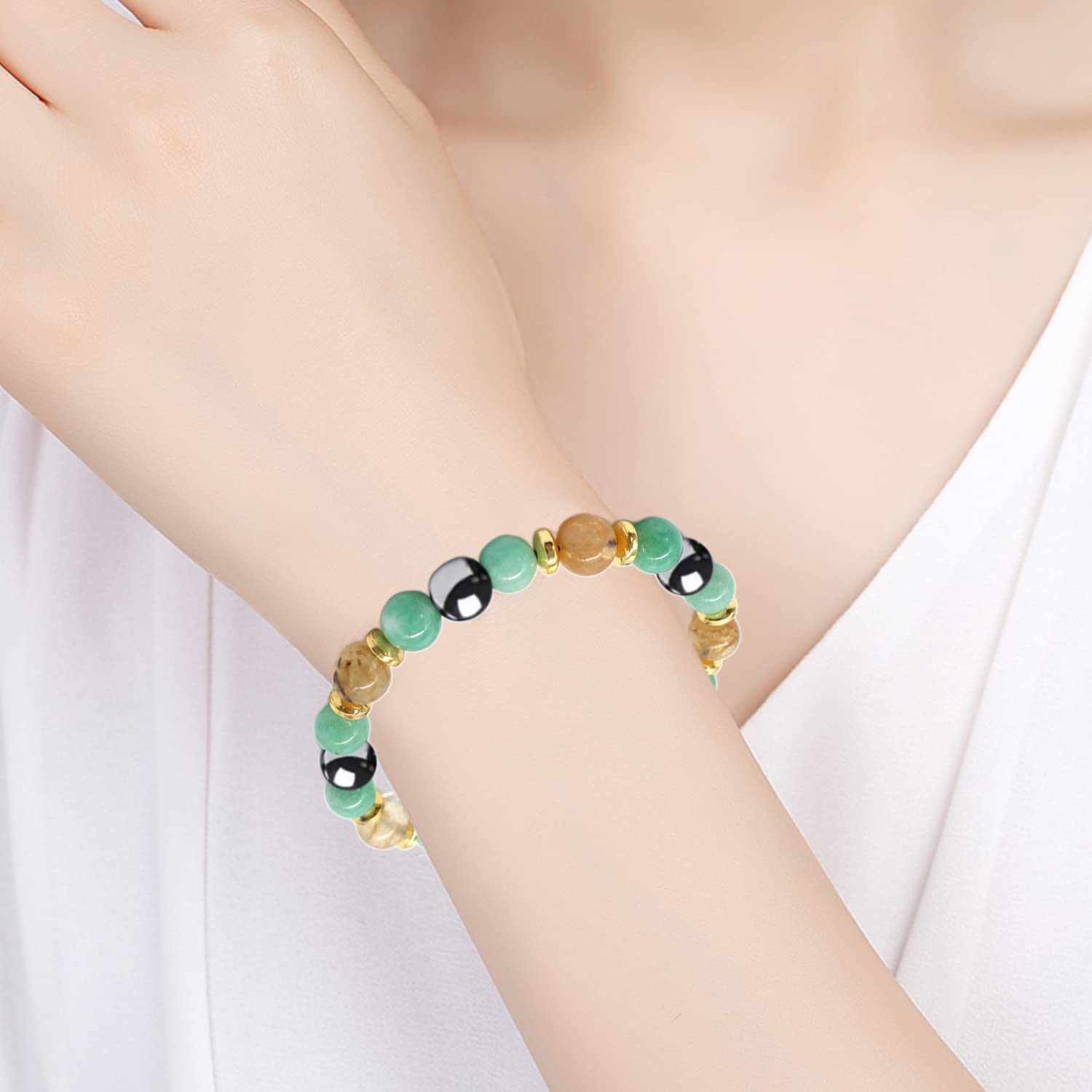 SANNIDHI Beaded Bracelet for Men and Women with Pendant Chain | Energy and Healing Accessory 1 Pc