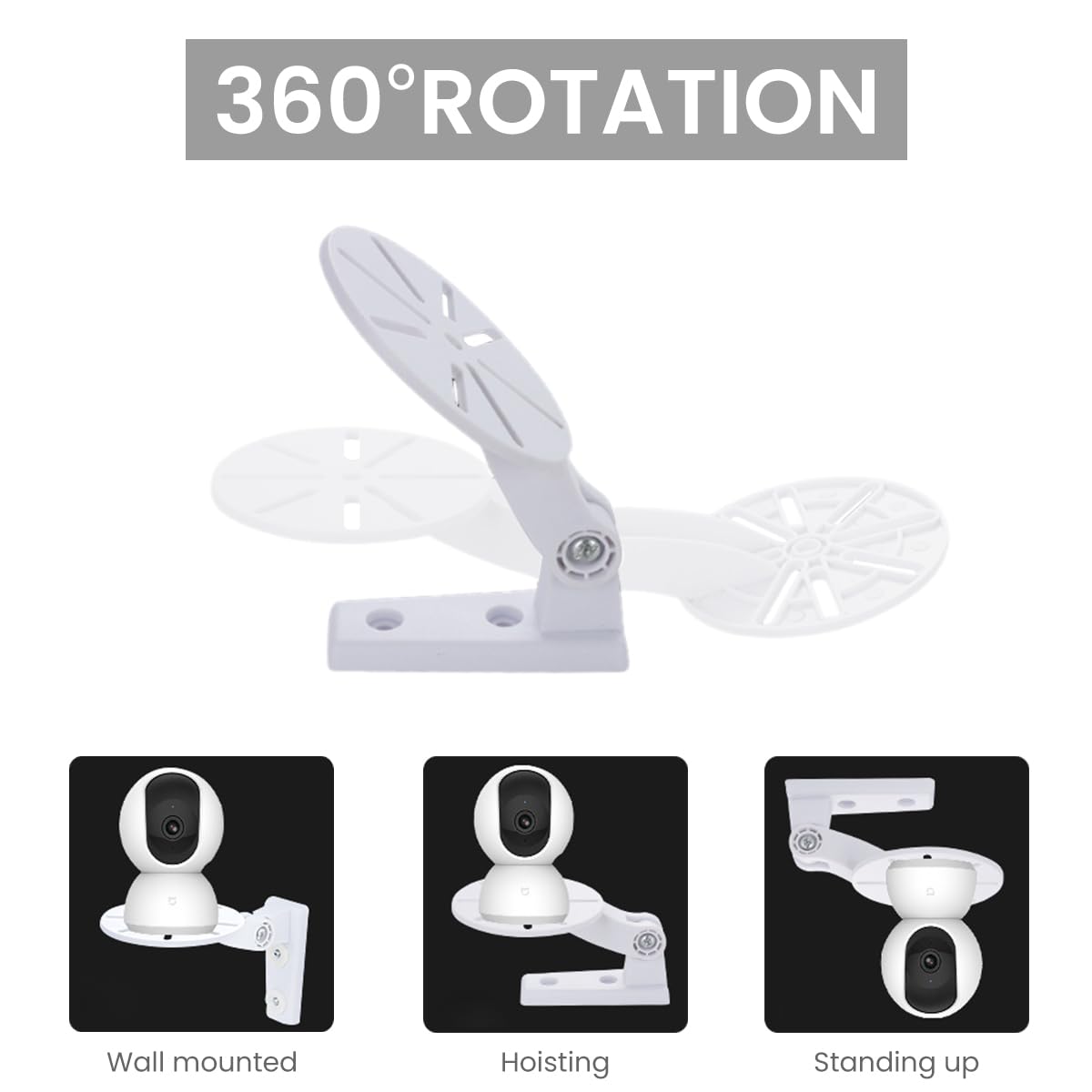 ZORBES CCTV Camera Mount Kit for Home Surveillance with 360° Rotatable ABS Bracket