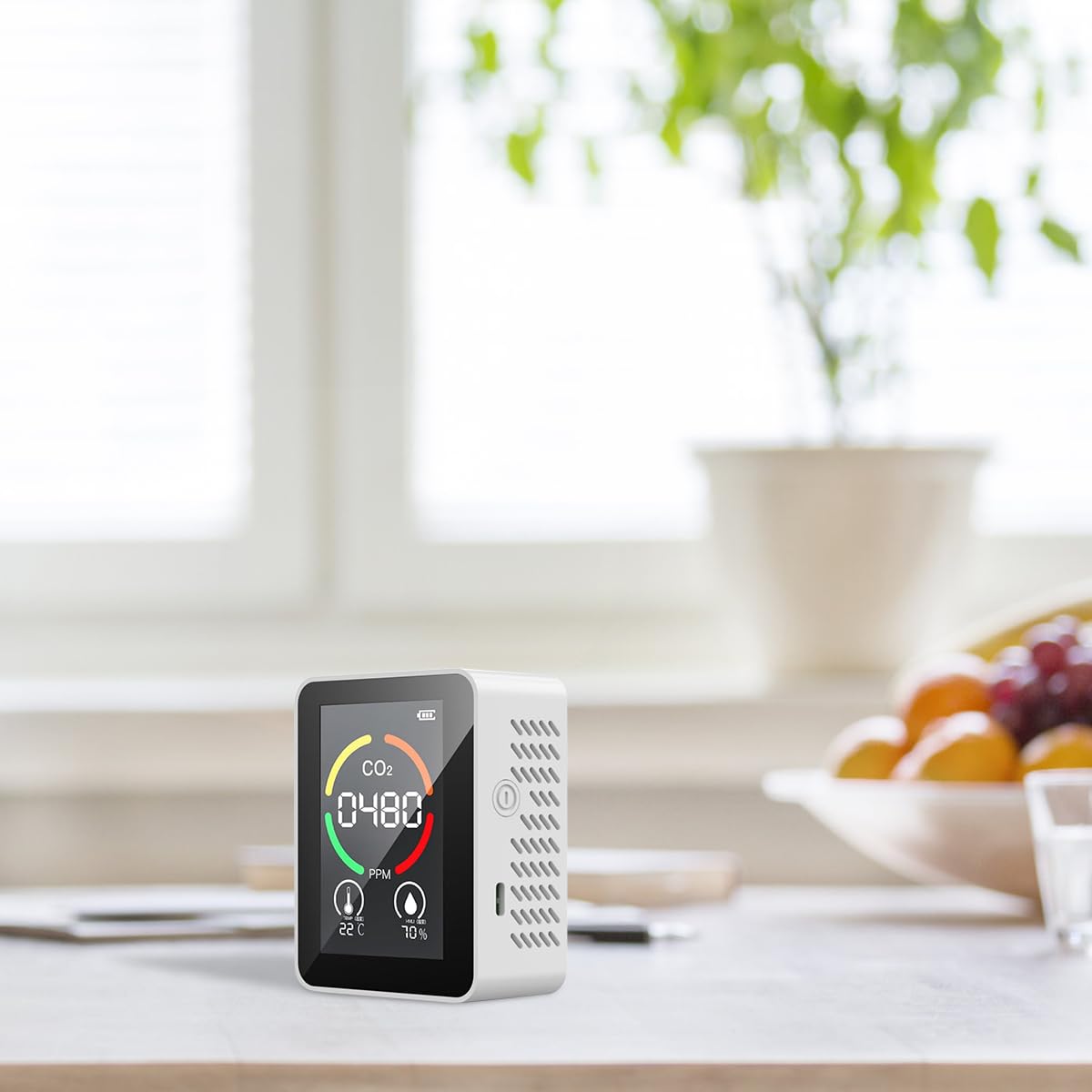 Serplex Air Quality Monitor for Indoor Use with 1200mAh Battery and LCD Screen | Tracks CO2 Temperature and Humidity