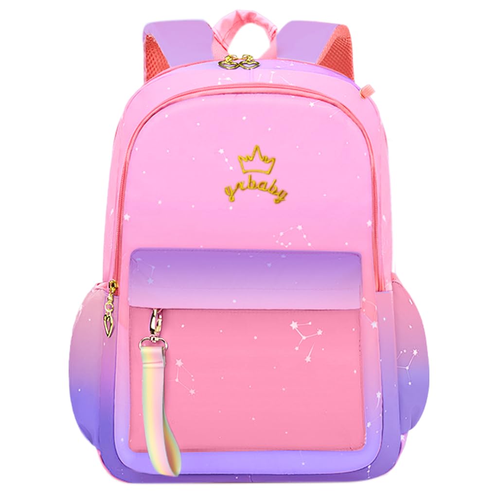 PALAY® School Backpack for Girls Large School Backpack for SchoolGirls 6-12 Years Old Colorful Gradient Purple Fashion Primary Schoolgirls Backpack School Gift, Christmas Gift Rakhi Gift