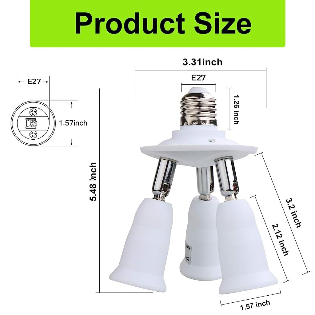 ELEPHANTBOAT B22 to E27 Bulb Converter with 3 Head Rotatable Socket 180W Total Power | Easy Installation