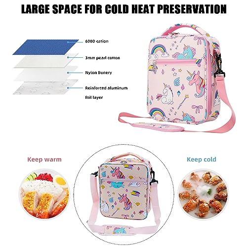 HASTHIP® Lunch Box Bag, Insulated Lunch Bags for Camping School Picnic, Portable Lunch Box Bag for Office Man Women Student Kids Bento Box Pouch, Pink