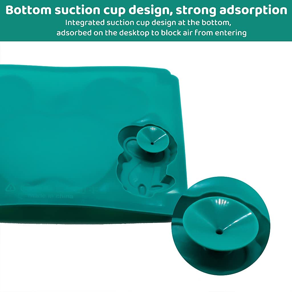 SNOWIE SOFT Baby Suction Plates for Feeding with Cute Dinosaur Design | Silicone 2PCS Green