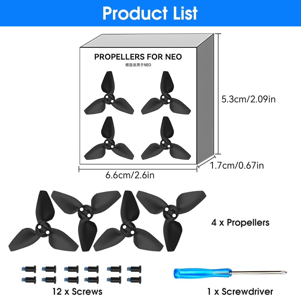 ZORBES Propellers for Neo Drone with Quick Release Design and 4pcs PC Blades | Includes Screws & Screwdriver